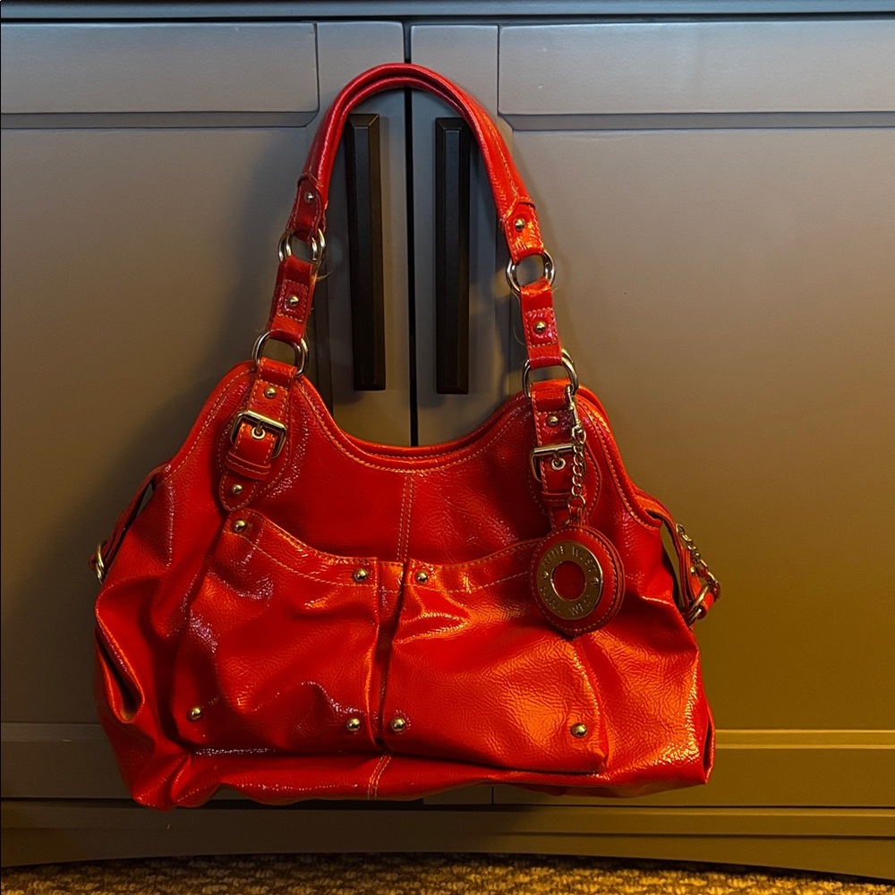 Vintage Nine West Faux Leather Top Handle Bag in Red